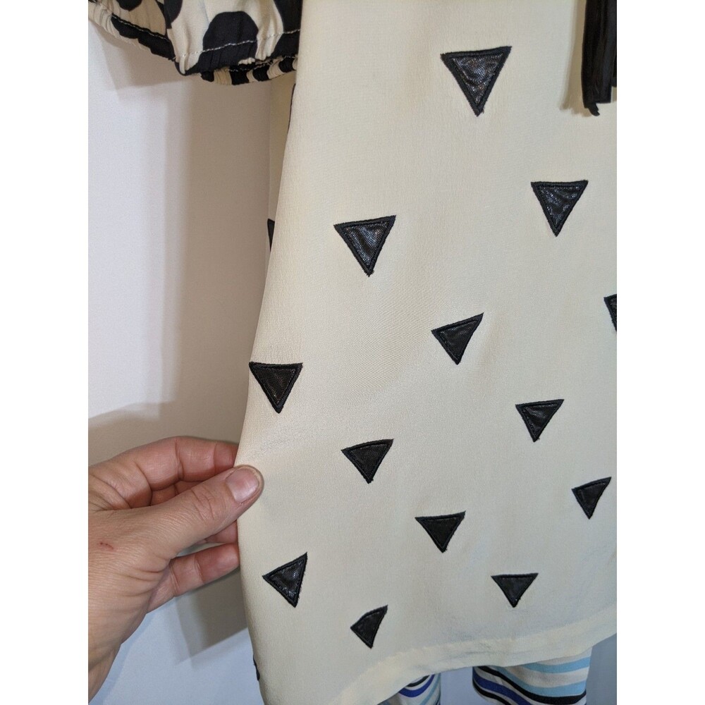 DVF Diane von Furstenberg 100% Silk Tunic Mini Dress Sz 0 XS S Ivory Geometric - Picture 11 of 16